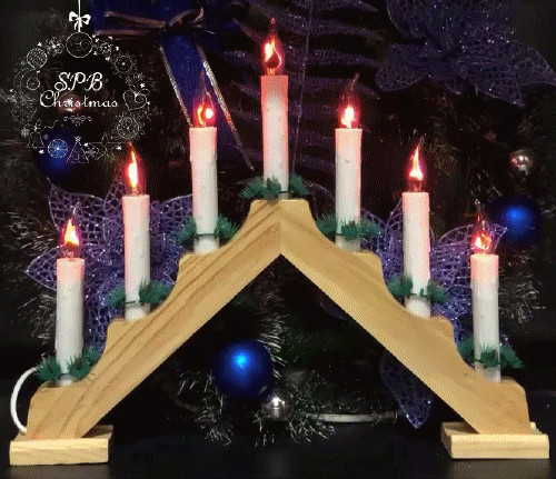 Рождественская горка «Скандинавский светильник» (7 свечей, 7 ламп, дерево, живое пламя)