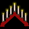 Рождественская горка «Скандинавский светильник» (7 свечей, 7 ламп, дерево, живое пламя) красное дерево