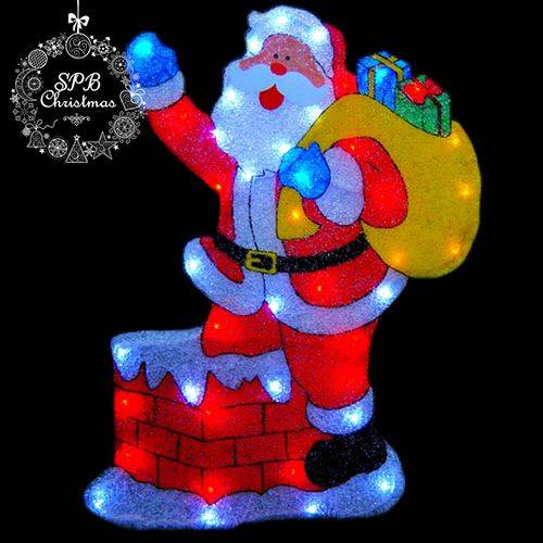 Панно светодиодное «Дед Мороз на трубе» (60х78см, 42LED, IP44, уличное, EVA) 