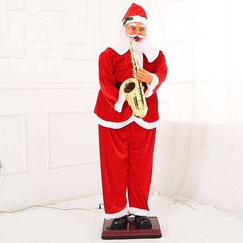 Фигура механическая «Танцующий Санта Клаус с саксофоном» (180см, робот манекен, движется, музыкальный)
