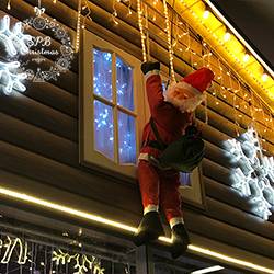 Объемная световая фигура «Дед Мороз на светящейся лестнице» (90см)
