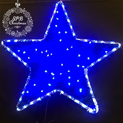 Панно из дюралайта и мишуры «Звезда» белый - синий (60х60см, 94LED, уличное)